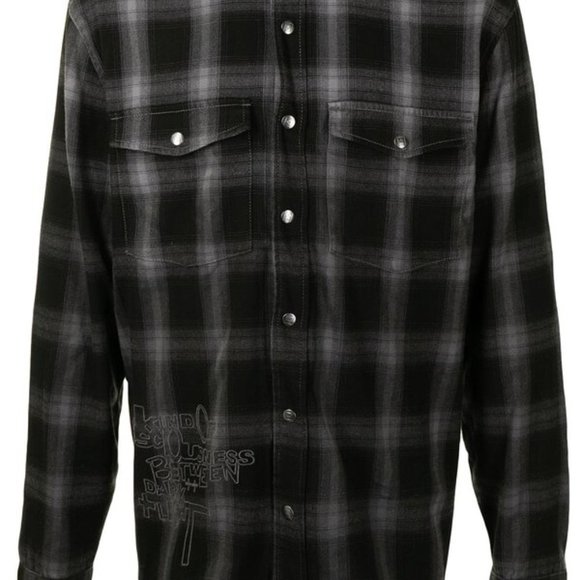 KSUBI Consciousness Long-sleeve Plaid Shirt Grey + Black - Picture 7 of 7
